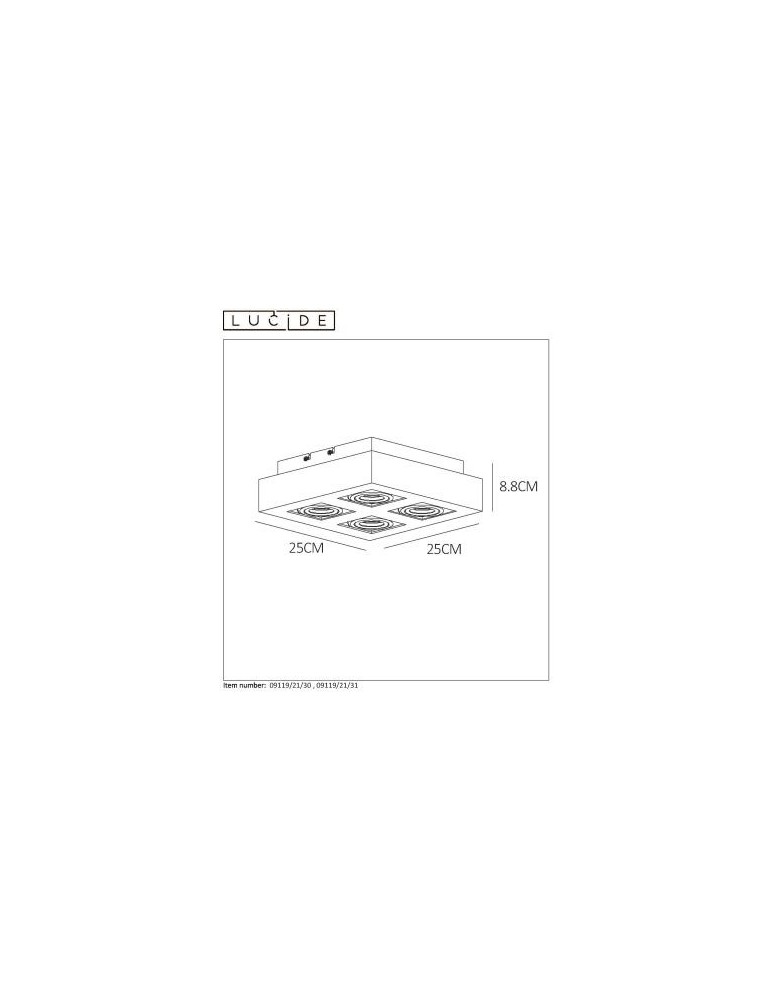 Plafonds - Lucide XIRAX Ceiling 4xGU10 black 09119/21/30 - product kolory-swiatla.pl 11