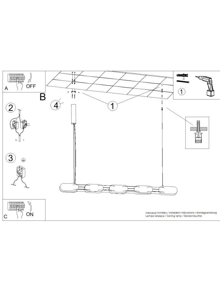 Thoro Lampa wisząca CHAIN 158 beżowa LED 4000K TH.721