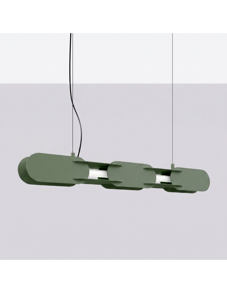 Thoro Lampa wisząca CHAIN 91 zielona oliwka LED 3000K TH.793