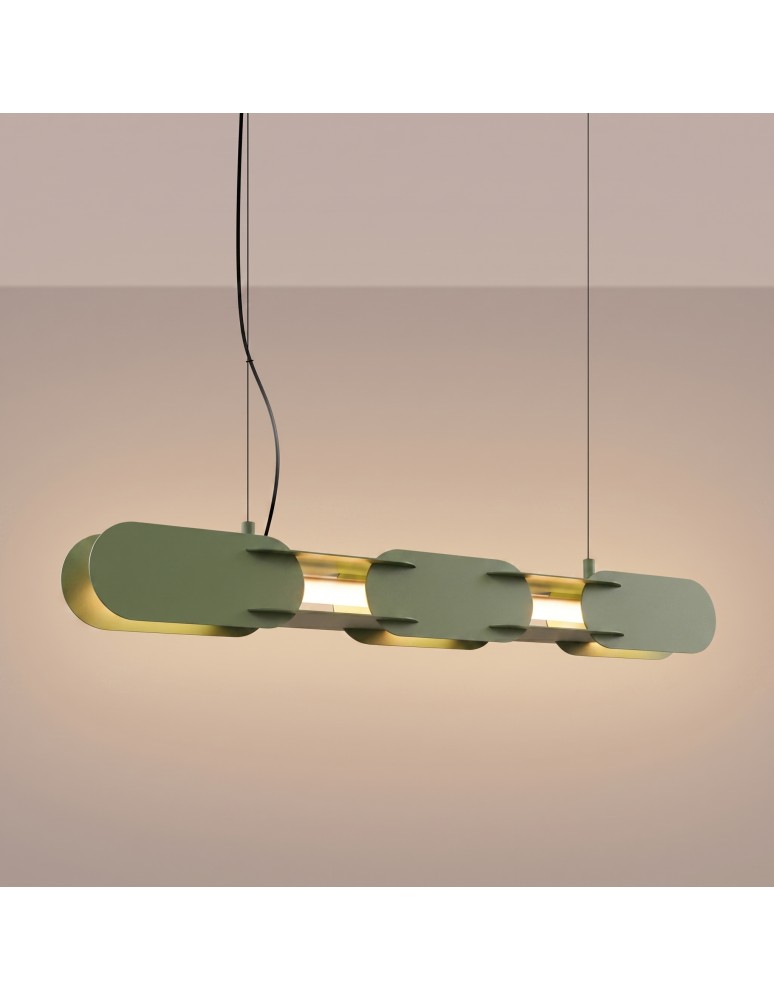 Thoro Lampa wisząca CHAIN 91 zielona oliwka LED 3000K TH.793
