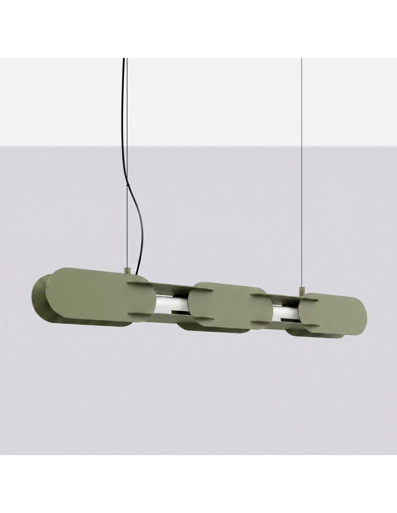 Thoro Lampa wisząca CHAIN 91 zielona oliwka LED 4000K TH.823