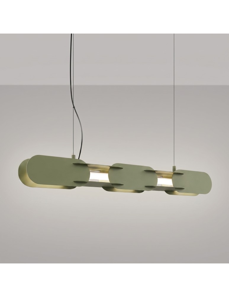 Thoro Lampa wisząca CHAIN 91 zielona oliwka LED 4000K TH.823