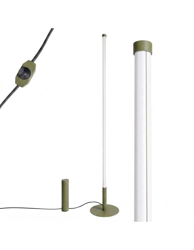 Thoro Lampa podłogowa TRANG zielona oliwka 4000K TH.1018