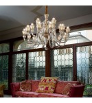 Ideal Lux Lampa Wisząca STRAUSS SP12 Złoty/Bursztynowy 140612