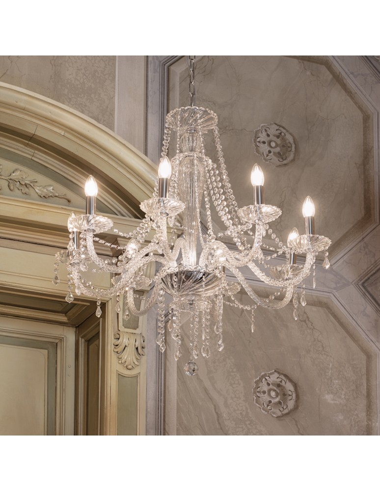 Ideal Lux Lampa Wisząca AMADEUS SP8 Transparentny/Chrom 168777
