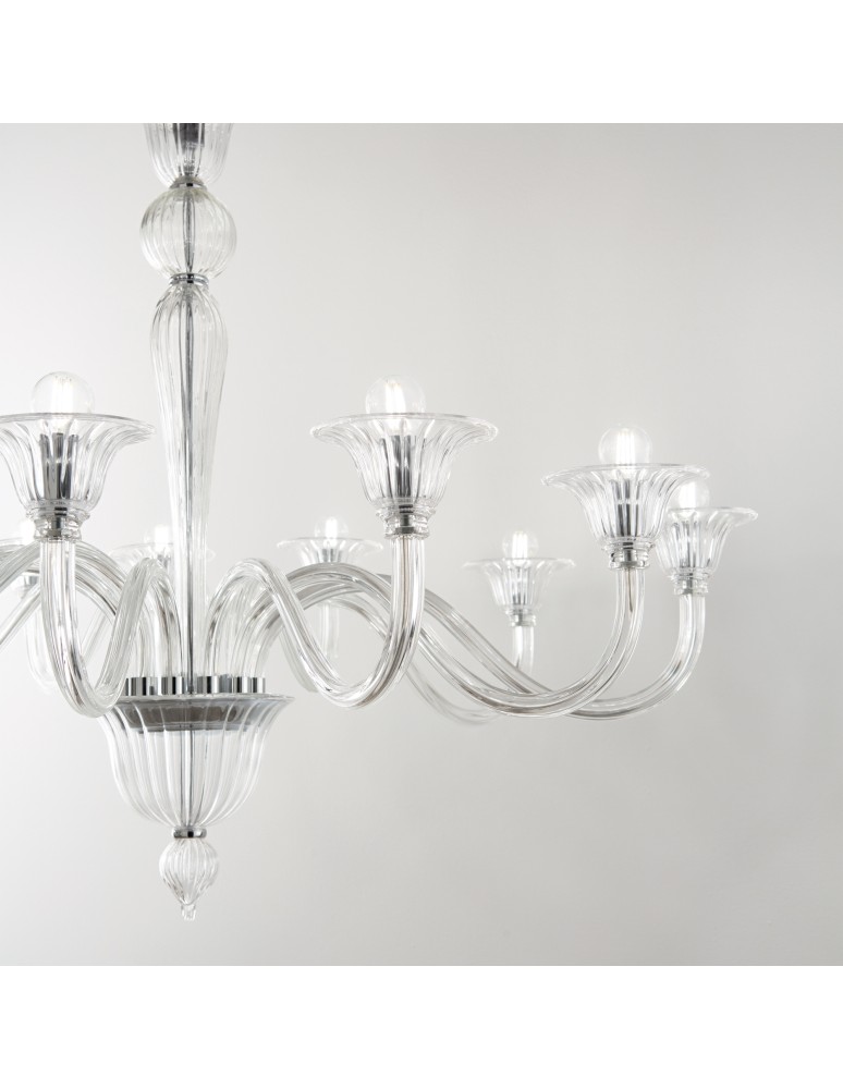 Ideal Lux Lampa Wisząca BRIGITTA SP8 TRASPARENTE Transparentny/Chrom 199382