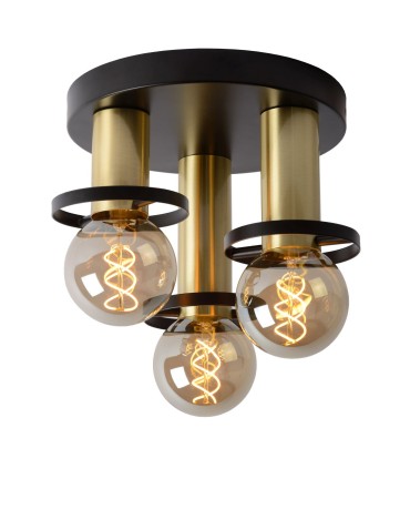 Lucide ANAKA Ceiling 3xE27 black satin brass 45179/13/30