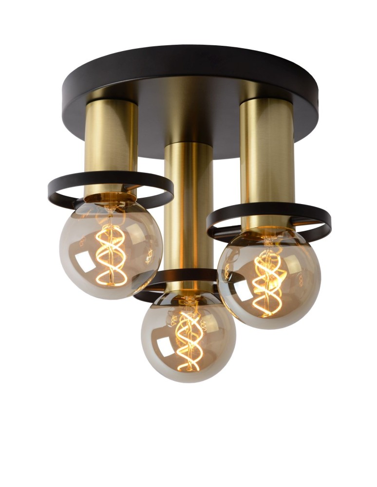Loft ceiling lamps - industrial - Lucide ANAKA Ceiling 3xE27 black satin brass 45179/13/30 - product kolory-swiatla.pl 1