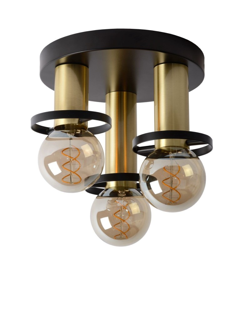 Loft ceiling lamps - industrial - Lucide ANAKA Ceiling 3xE27 black satin brass 45179/13/30 - product kolory-swiatla.pl 8