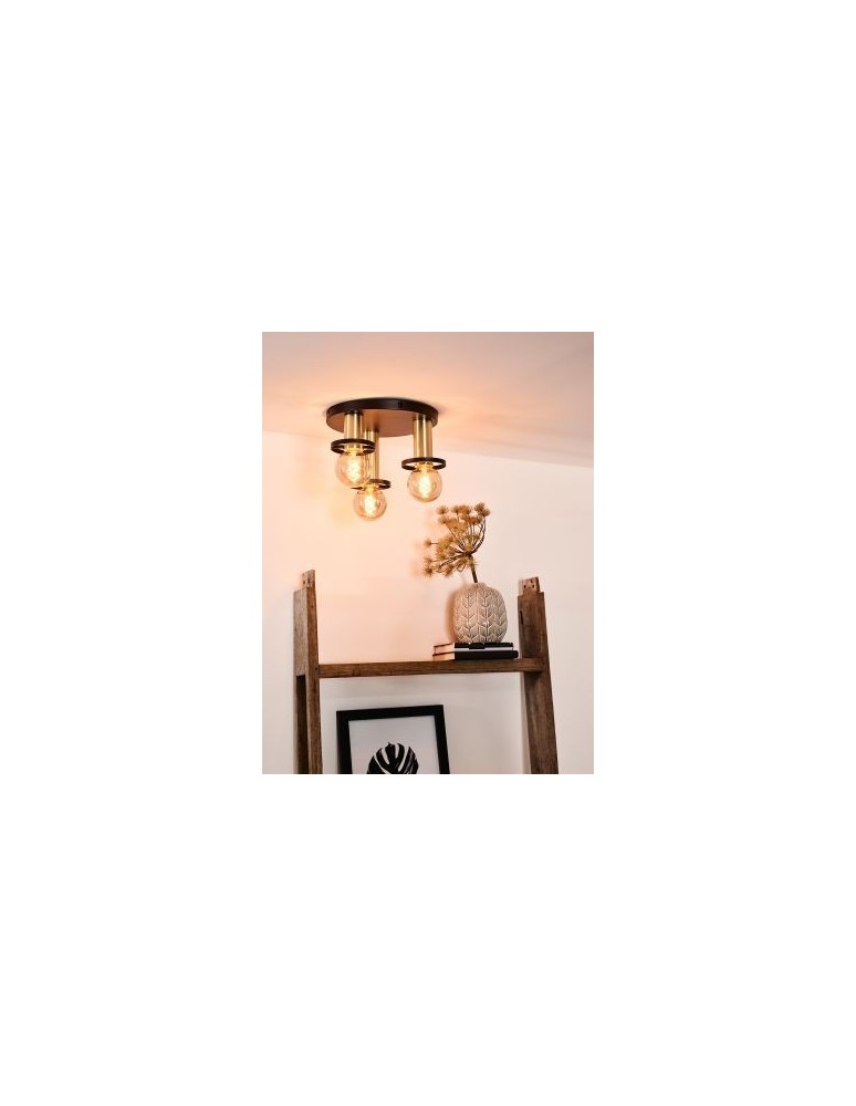 Loft ceiling lamps - industrial - Lucide ANAKA Ceiling 3xE27 black satin brass 45179/13/30 - product kolory-swiatla.pl 9