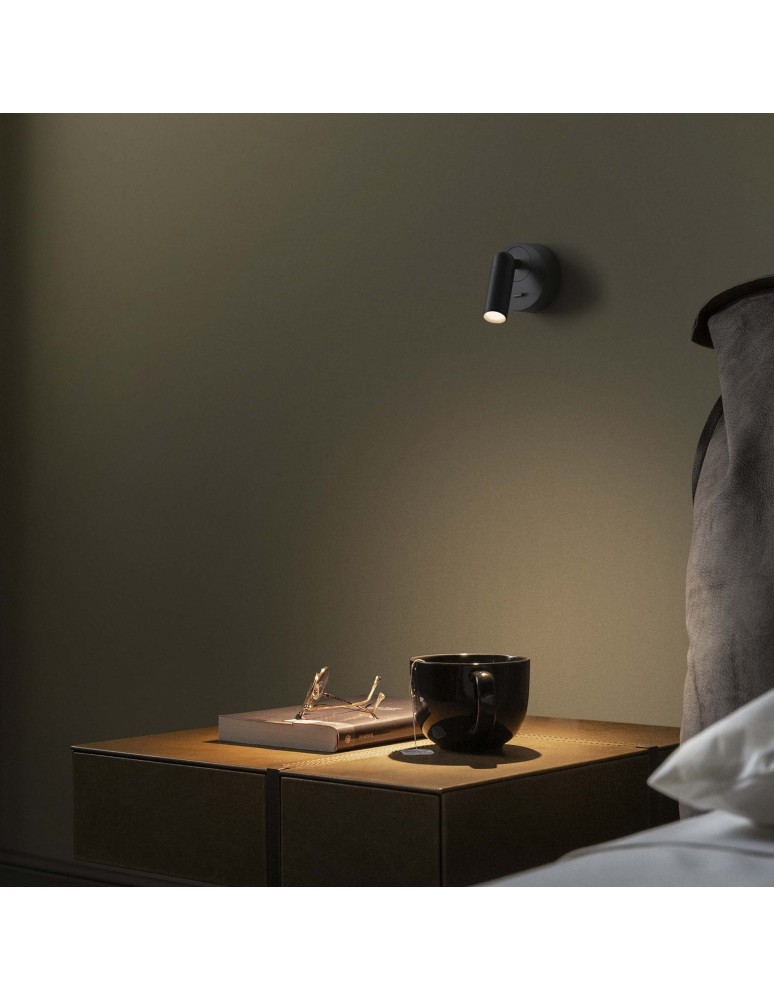 Ideal Lux Lampa Ścienna BEAN AP ROUND NERO Czarny 260617