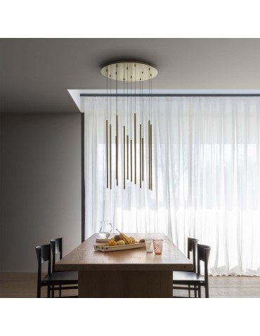 Ideal Lux Lampa Wisząca LOOK LED SP12 ROUND DROP D16 ON-OFF OT 3000K Mosiądz 263663 - product 2
