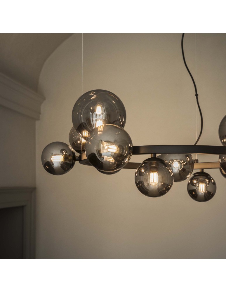 Ideal Lux Lampa Wisząca PERLAGE SP14 FUME' Dymiony/Czarny 271385
