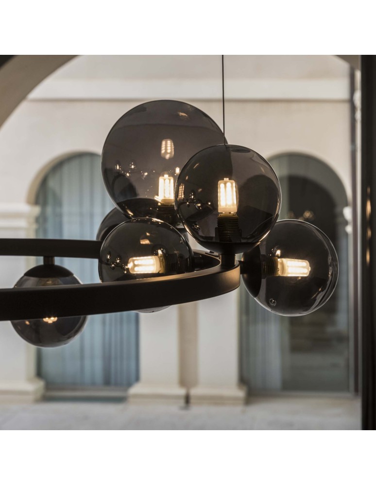 Ideal Lux Lampa Wisząca PERLAGE SP14 FUME' Dymiony/Czarny 271385