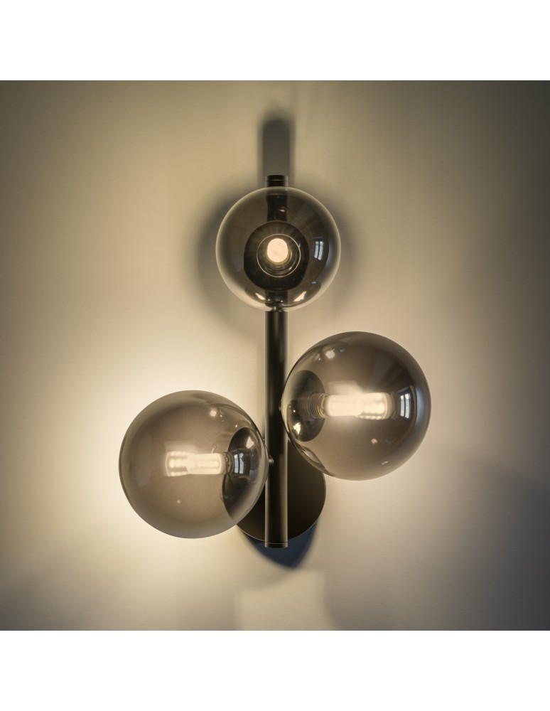 Ideal Lux Lampa Ścienna PERLAGE AP3 FUME' Dymiony/Czarny 271439 Ideal Lux Lampa Ścienna PERLAGE AP3 FUME' Dymiony/Czarny 271439