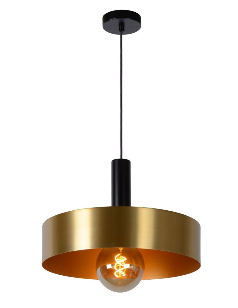 Brass-colored pendant lamps - Lucide GIADA Pendant 1xE27 satin brass black 30472/40/02 - product kolory-swiatla.pl 1