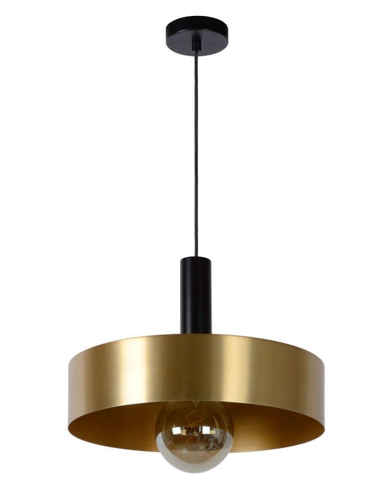 Brass-colored pendant lamps - Lucide GIADA Pendant 1xE27 satin brass black 30472/40/02 - product kolory-swiatla.pl 10