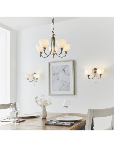 Endon Alton Wisząca 5xE14 Powłoka z Satynowego Chromu i Opalowe Szkło 1805-5SC - product 2
