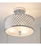 Endon Hudson Sufitowa/Plafon 3xE27 Powłoka Chromowana i Przezroczysty Kryształ HUDSON-3CH