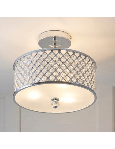 Endon Hudson Sufitowa/Plafon 3xE27 Powłoka Chromowana i Przezroczysty Kryształ HUDSON-3CH - product 2