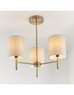 Endon Brio Sufitowa 3xE14 Powłoka z Antycznego Mosiądzu i Kremowa Tkanina BRIO-3AB - product 2