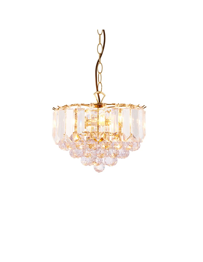 Endon Fargo Wisząca 3xE14 Powłoka z Mosiądzu i Przezroczysty Akryl FARGO-12BP