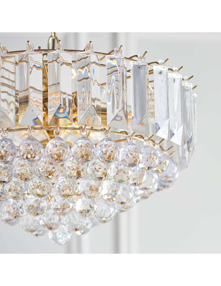 Endon Fargo Wisząca 6xE14 Powłoka z Mosiądzu i Przezroczysty Akryl FARGO-18BP