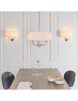 Endon Nixon Wisząca 3xE14 Powłoka z Jasnego Niklu i Biała Tkanina w Stylu Vintage 60129 - produkt 2