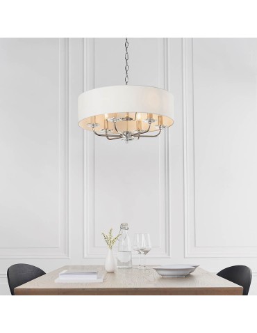 Endon Nixon Wisząca 6xE14 Powłoka z Jasnego Niklu i Biała Tkanina w Stylu Vintage 60179 - product 2