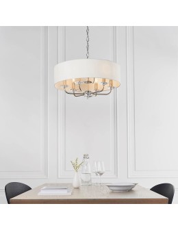 Endon Nixon Wisząca 6xE14 Powłoka z Jasnego Niklu i Biała Tkanina w Stylu Vintage 60179 - product 2