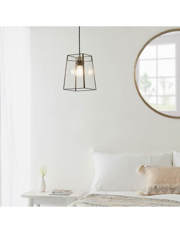Endon Beaumont Wisząca Easyfit 1xE27 Przezroczyste Szkło i Powłoka z Antycznego Mosiądzu 60892 - product 2