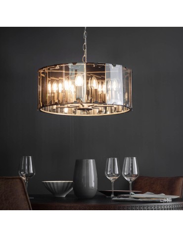 Endon Clooney Wisząca 8xE14 Szary Łupek i Przydymione Cięte Szkło 61294 - product 2