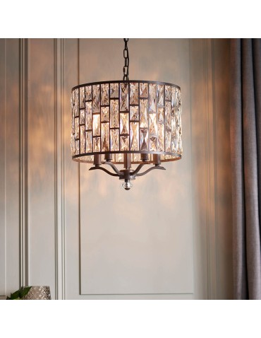 Endon Belle Wisząca 5xE14 Ciemnobrązowa Farba i Przezroczysty Kryształ 69390 - product 2