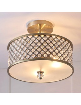 Endon Hudson Sufitowa/Plafon 3xE27 Powłoka z Antycznego Mosiądzu i Przezroczysty Kryształ 70558 - product 2
