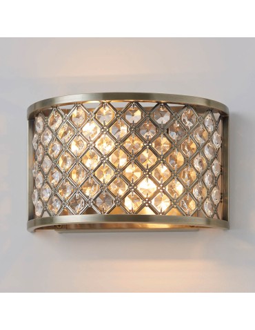 Endon Hudson Ścienna/Kinkiet 2xE14 Powłoka z Antycznego Mosiądzu i Przezroczysty Kryształ 70559 - product 2