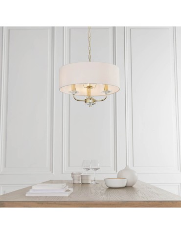 Endon Nixon Wisząca 3xE14 Powłoka z Mosiądzu i Biała Tkanina w Stylu Vintage 70560 - product 2