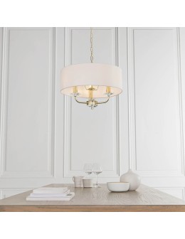 Endon Nixon Wisząca 3xE14 Powłoka z Mosiądzu i Biała Tkanina w Stylu Vintage 70560 - product 2