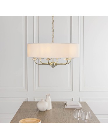Endon Nixon Wisząca 6xE14 Powłoka z Mosiądzu i Biała Tkanina w Stylu Vintage 70561 - product 2