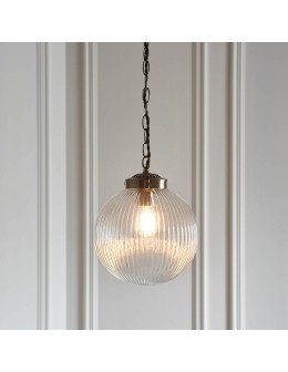 Endon Brydon Wisząca 1xE27 Powłoka z Antycznego Mosiądzu i Przezroczyste Żebrowane Szkło 71123 - product 2