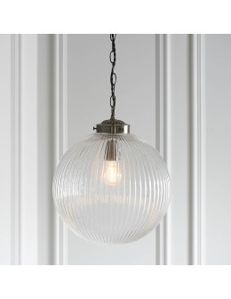 Endon Brydon Wisząca 1xE27 Powłoka z Antycznego Mosiądzu i Przezroczyste Żebrowane Szkło 71124 - product 2