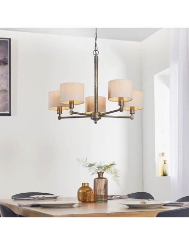 Endon Indara Wisząca 5xE14 Powłoka z Młotkowanego Brązu i Naturalna Mieszanka Lnu 71345 - product 2