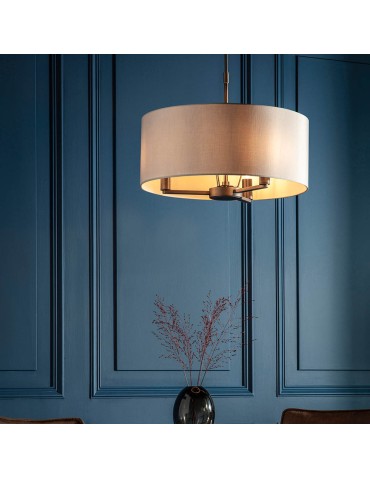 Endon Daley Wisząca 3xE14 Powłoka z Ciemnego Antycznego Brązu i Marmurowa Tkanina 73015 - product 2