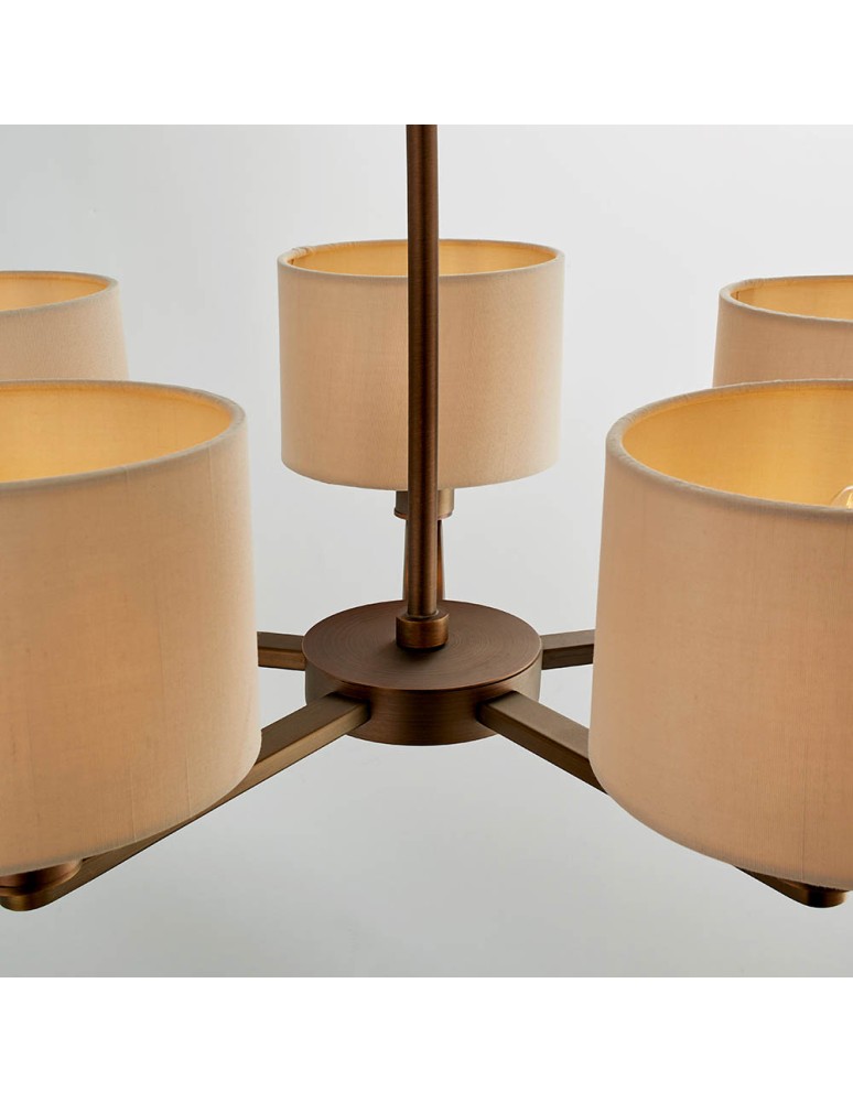 Endon Daley Wisząca 5xE14 Powłoka z Ciemnego Antycznego Brązu i Marmurowa Tkanina 73017