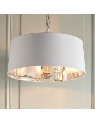Endon Harvey Wisząca 3xE14 Powłoka z Jasnego Niklu i Biała Tkanina w Stylu Vintage 73021 - product 2