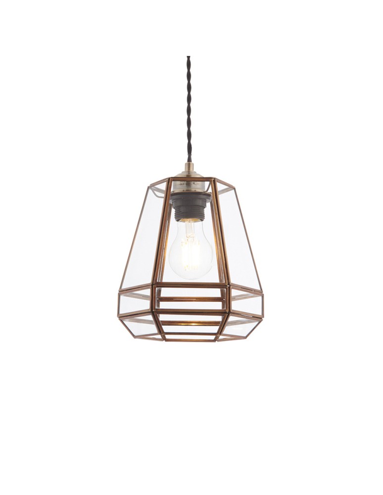 Endon Stockheld Wisząca Easyfit 1xE27 Antyczny Lity Mosiądz i Przezroczyste Szkło 73287 Endon Stockheld Wisząca Easyfit 1xE27 Antyczny Lity Mosiądz i Przezroczyste Szkło 73287