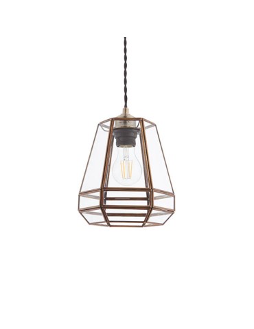 Endon Stockheld Wisząca Easyfit 1xE27 Antyczny Lity Mosiądz i Przezroczyste Szkło 73287 - product 2