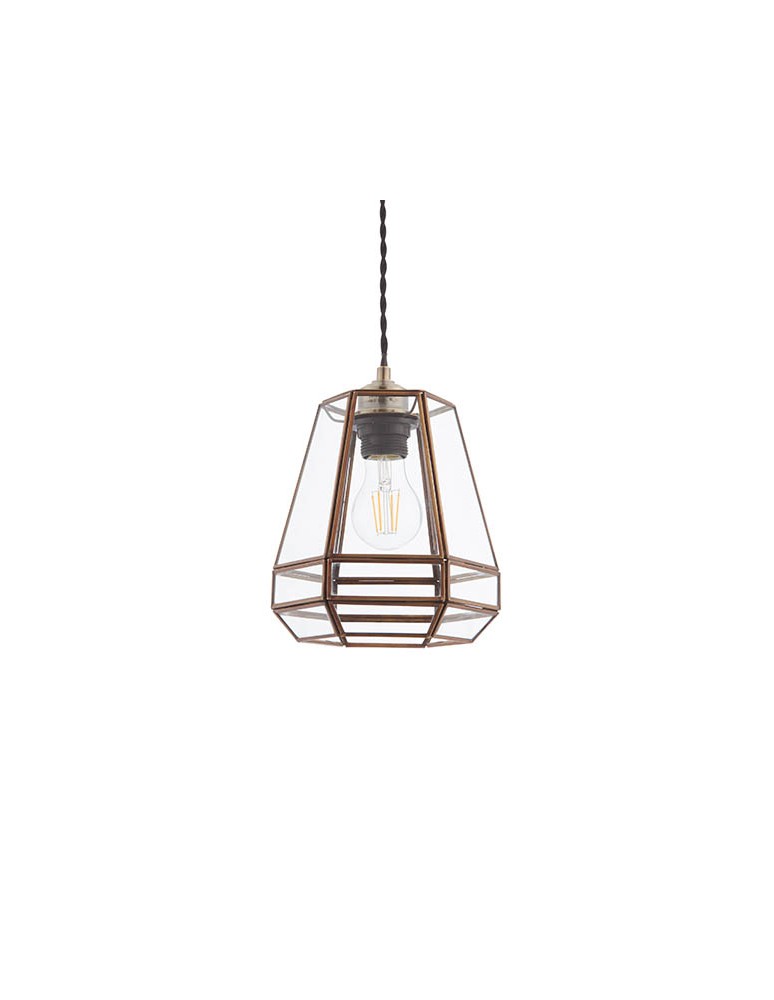 Endon Stockheld Wisząca Easyfit 1xE27 Antyczny Lity Mosiądz i Przezroczyste Szkło 73287 Endon Stockheld Wisząca Easyfit 1xE27 Antyczny Lity Mosiądz i Przezroczyste Szkło 73287