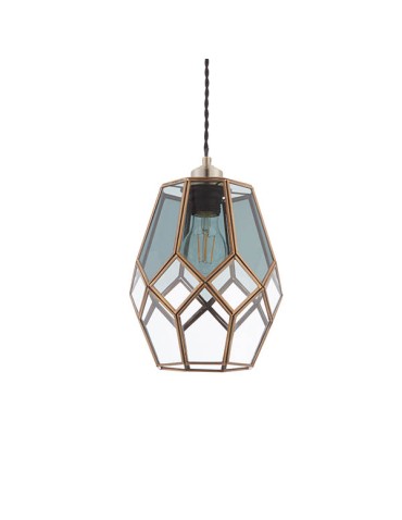 Endon Ripley Wisząca Easyfit 1xE27 Antyczny Lity Mosiądz i Przezroczyste/Dymione Szkło 73296 - product 2