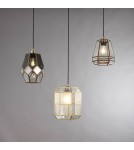 Endon Ripley Wisząca Easyfit 1xE27 Antyczny Lity Mosiądz i Przezroczyste/Dymione Szkło 73296