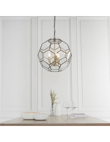 Endon Miele Wisząca 3xE14 Powłoka z Antycznego Mosiądzu i Przezroczyste Szkło 73560 - product 2
